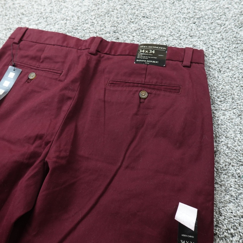 NEW Banana Republic Pants Mens 34X34 Red Aiden‎ Techmotion Chino Trouser Stretch